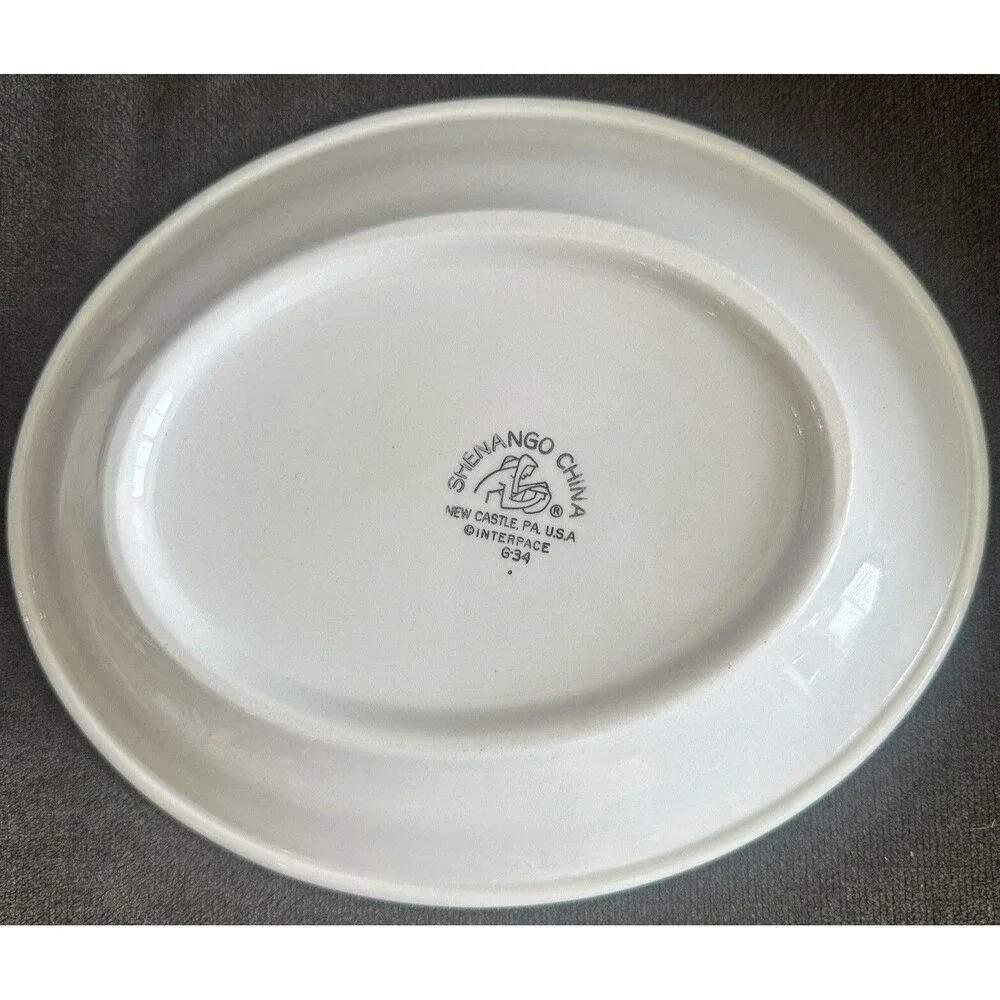Vintage Shenango China Restaurant Ware Oval Plate Gold Daisy Floral Rim 9.5”